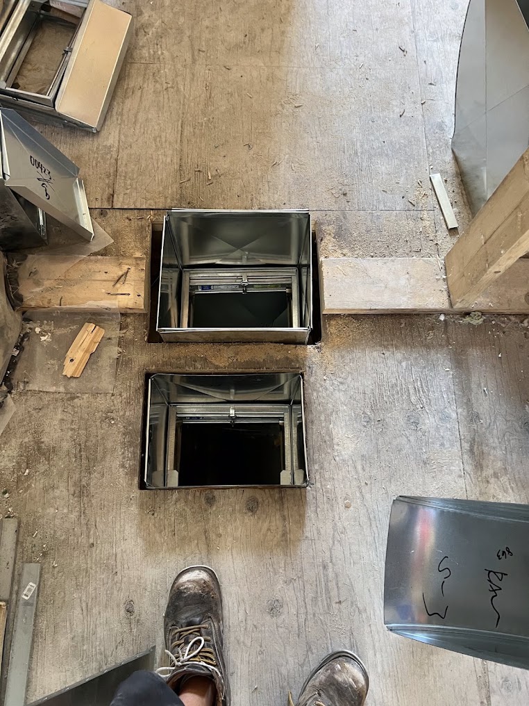Newly prepared HVAC floor duct openings