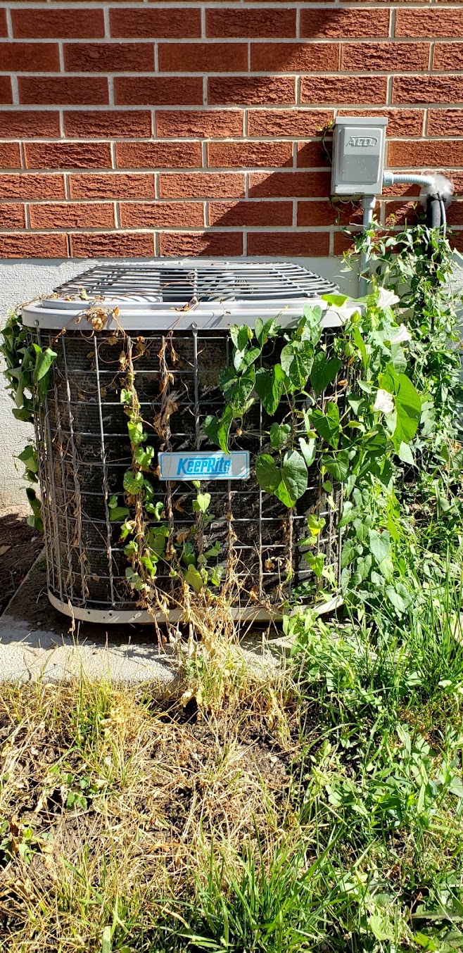 Outdoor air conditioner requiring service and maintenance