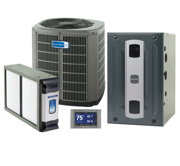 Air conditioner, furnace, thermostat and air filtration system